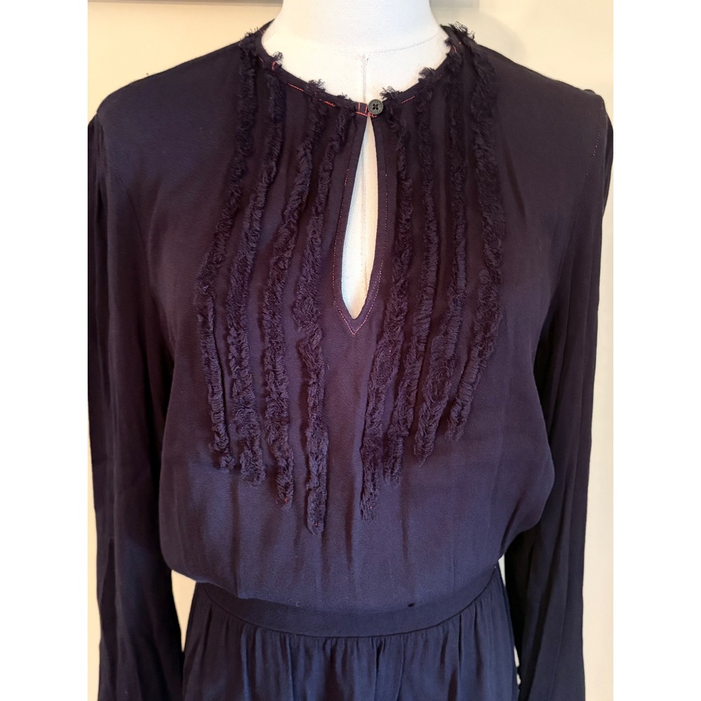 Zadig & Voltaire Remus‎ Navy Blue Ruffle Keyhole Mini Dress Small - Picture 5 of 8